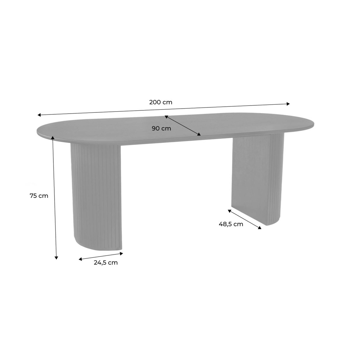 Table à manger oblongue bois d'hévéa et placage chêne 6-8 places ESTEBAN noir, SWEEEK