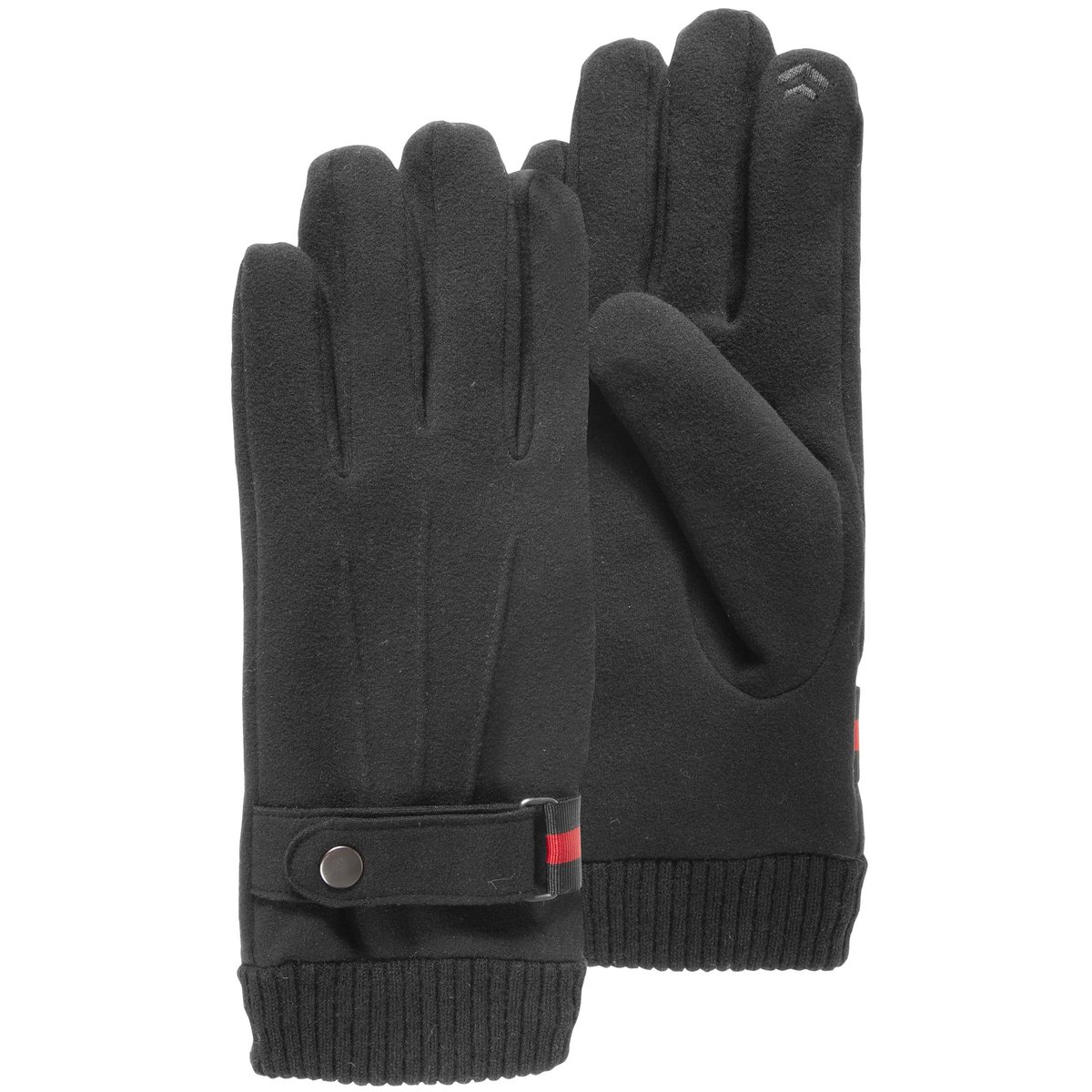 Gants tactiles en tissu microfibre - doublés imitation fourrure noir, ISOTONER