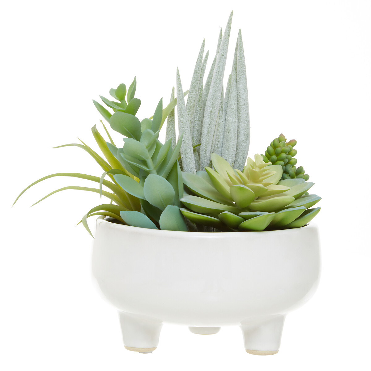 24cm Artificial Fiori Mixed Succulent in White Ceramic Pot green, ÉDITÉ