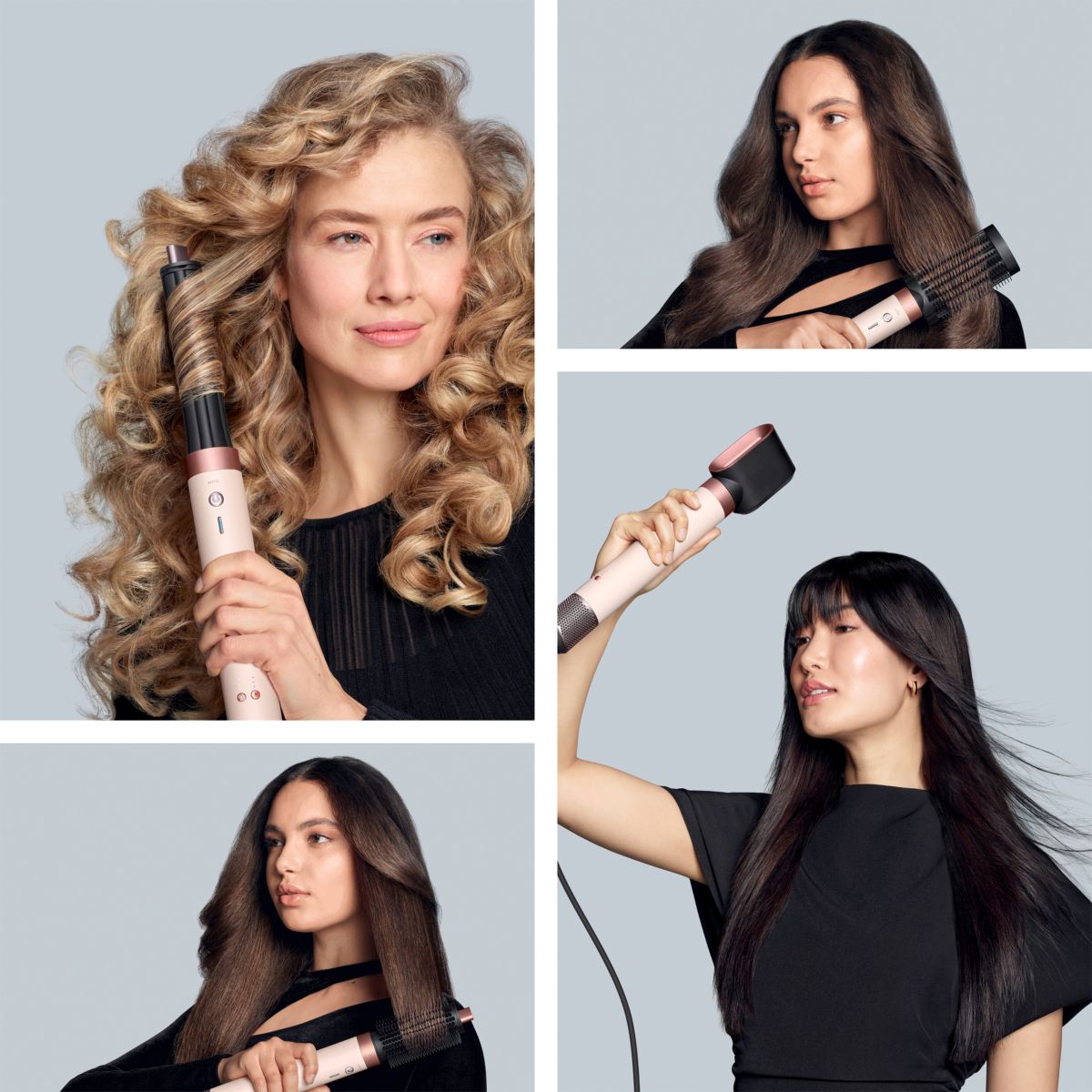 Fer multistyle Airwrap Co-anda 2x Cheveux raides à ondulés Rose Céramique couleur unique, DYSON