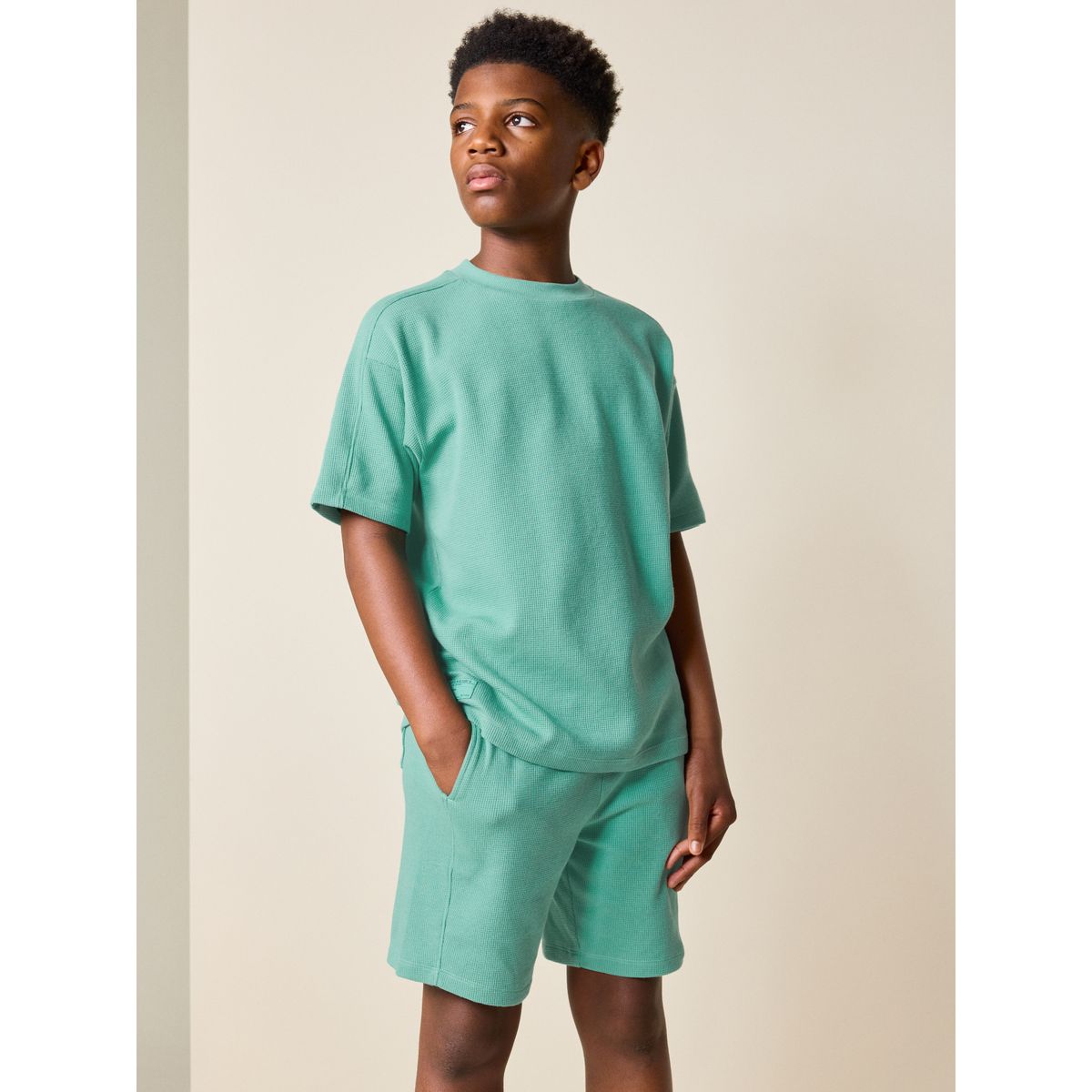 Short et t-shirt texturée à manches courtes vert, NEXT