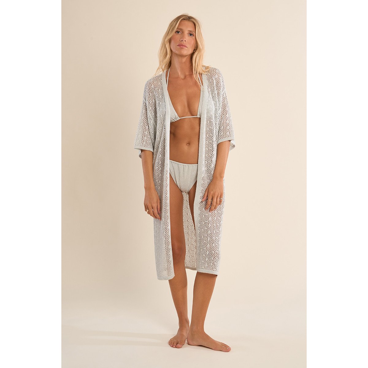 Gilet large ajouré, irisé silver, MOLLY BRACKEN