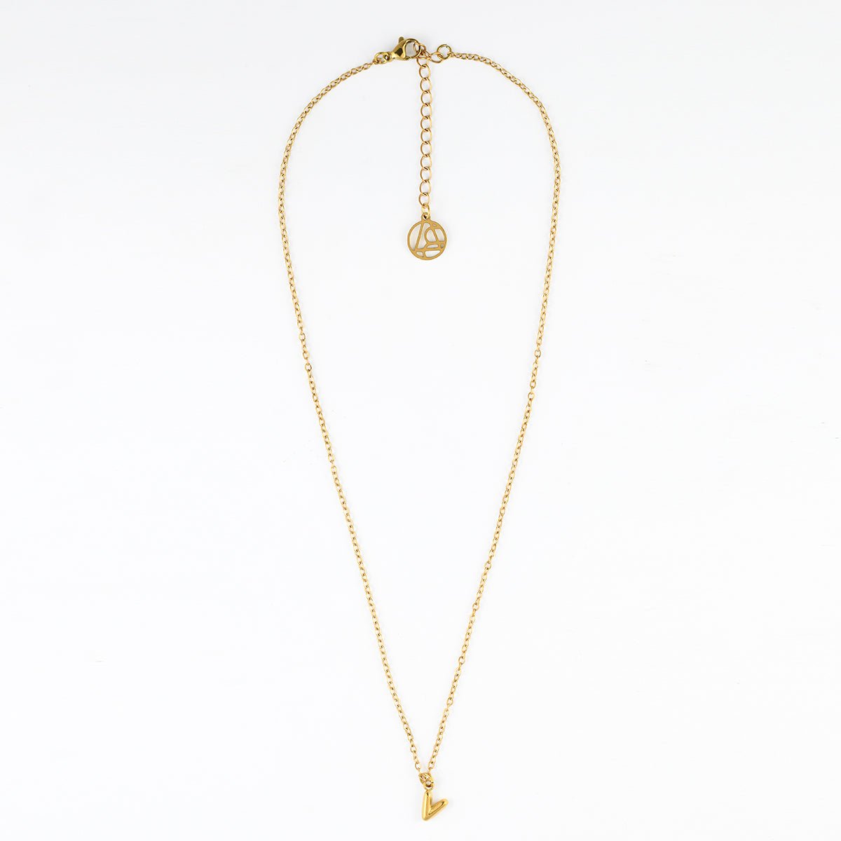 Collier à pendentif lettre V acier inoxydable doré, BALABOOSTE