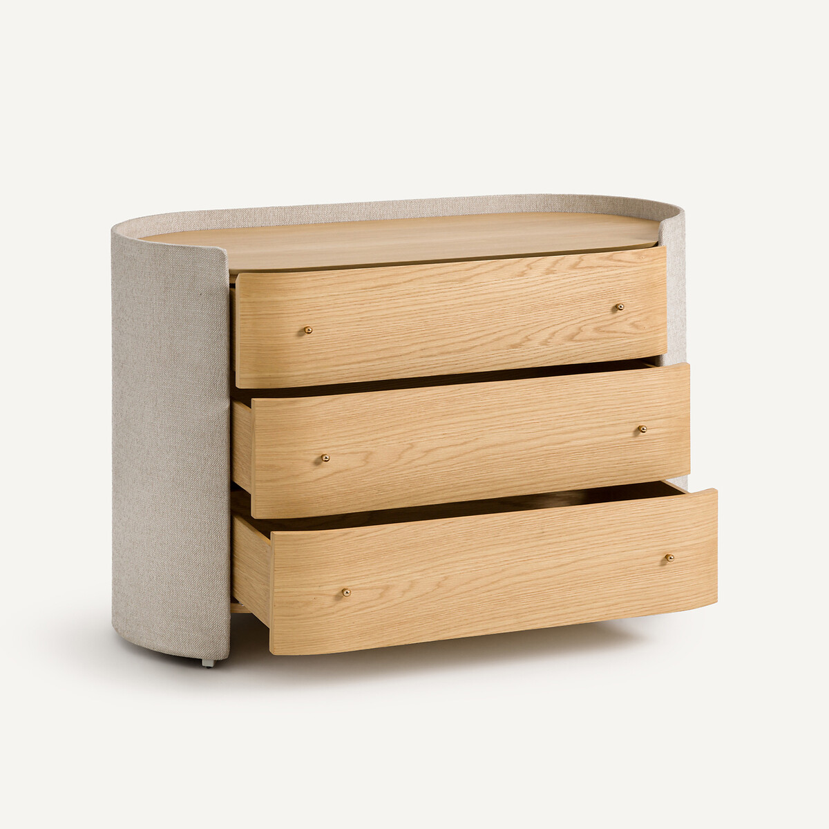 Commode 3 tiroirs, plaqué chêne et tissu natté, Firmo chêne naturel, AM.PM