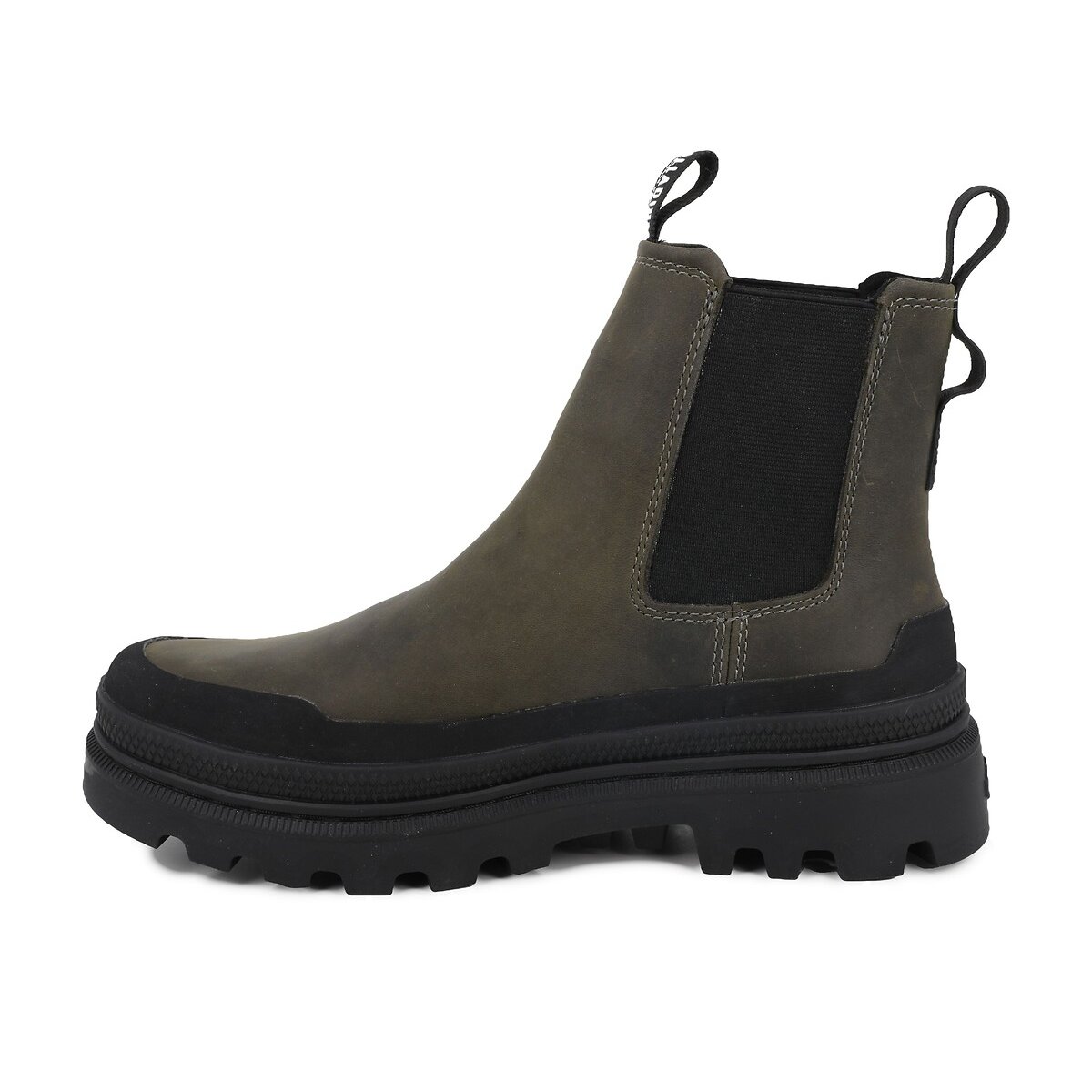 Stivaletti Trooper Chelsea Waterproof in pelle kaki, PALLADIUM