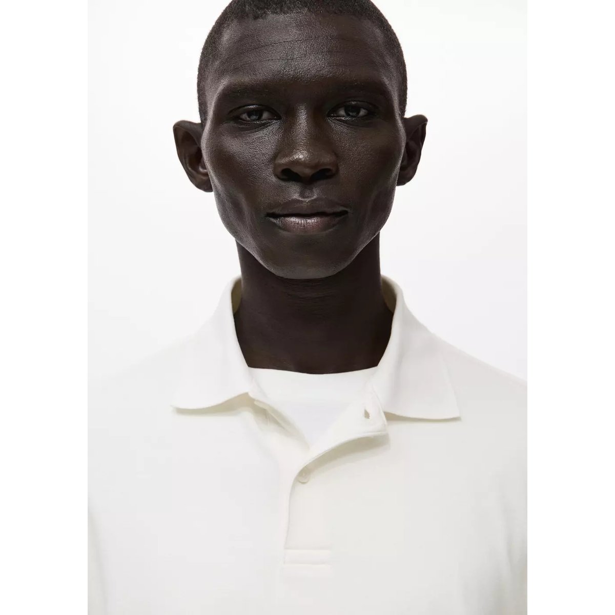 Pull-over polo maille regular-fit blanc, MANGO MAN