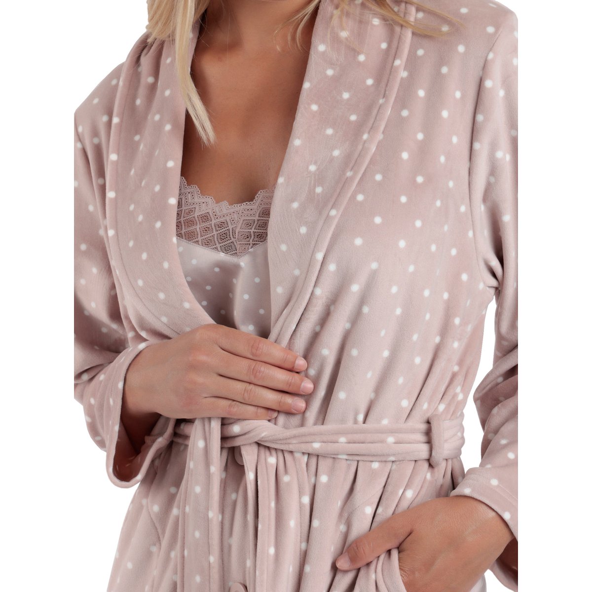 Robe de chambre Dots Lace gris, ADMAS