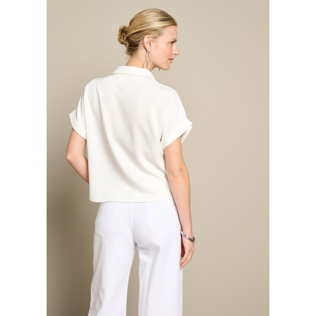 Chemise manches courtes fluide blanc casse, LOLALIZA