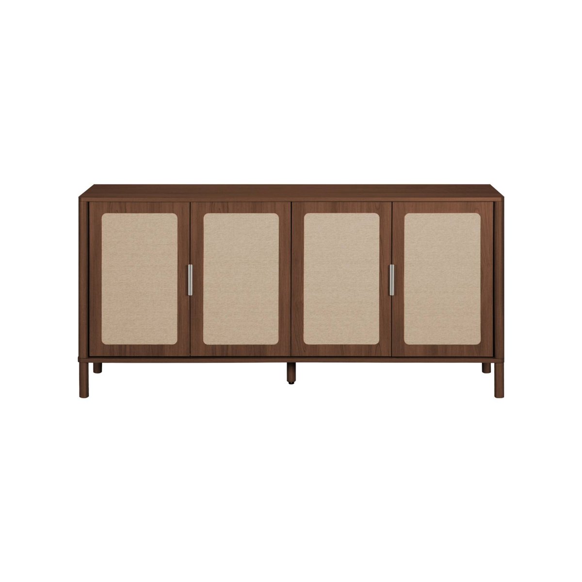 Buffet vintage décor bois et cannage 4 portes 160cm ETTA noyer, SWEEEK