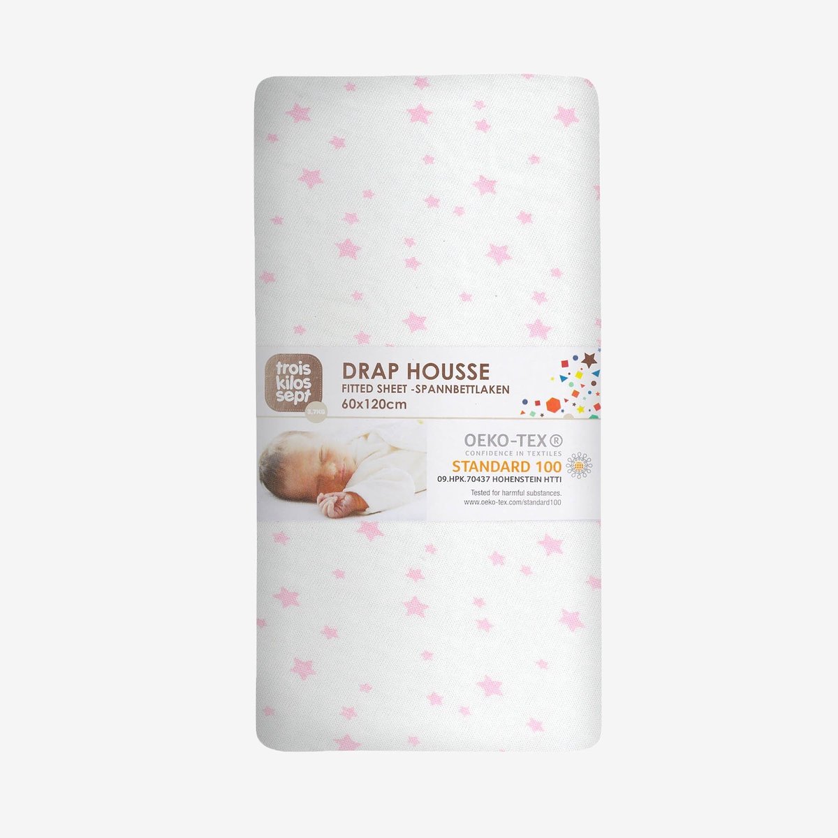 Drap Housse jersey - Etoiles blanco, TROIS KILOS SEPT