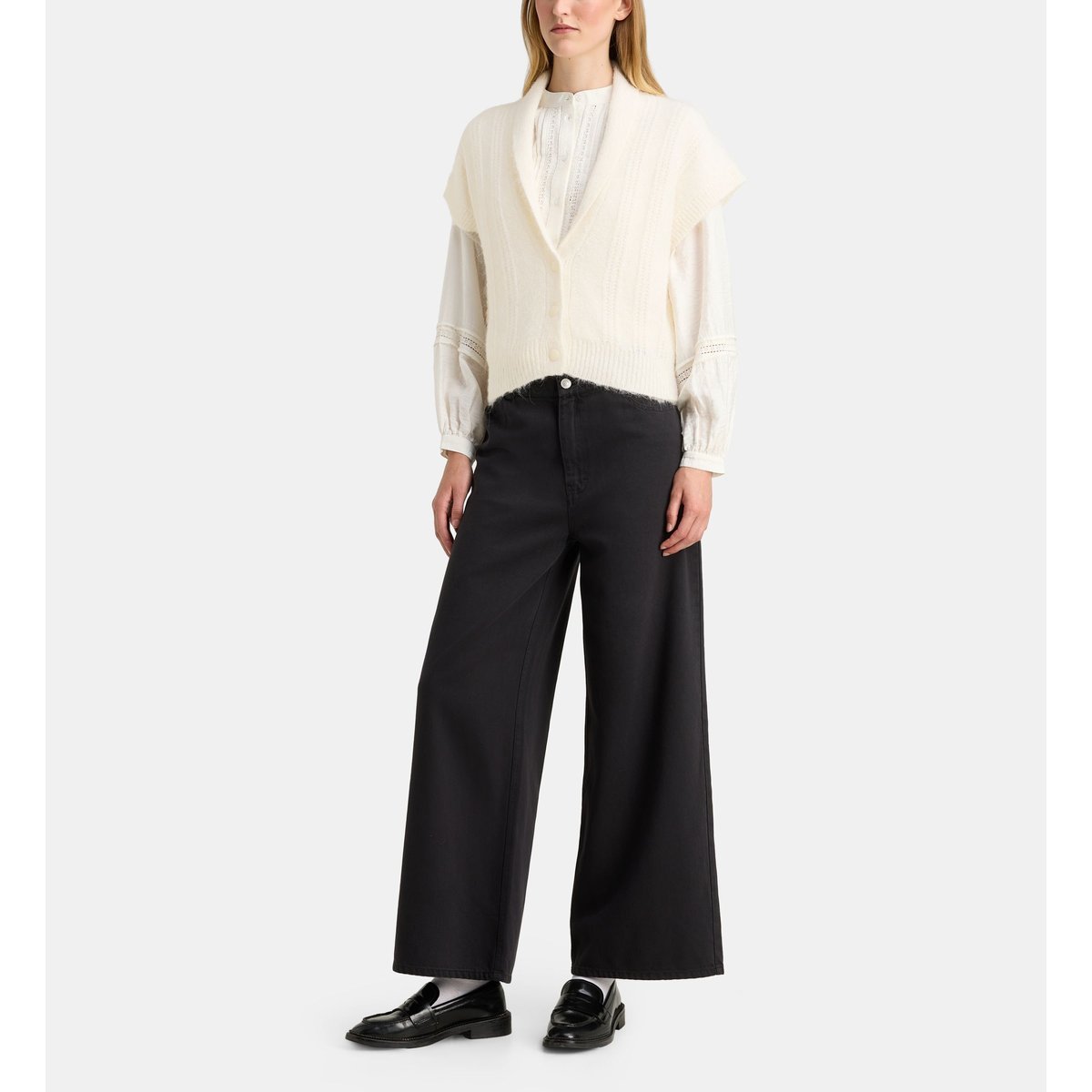 Gilet tricot fira lainé écru, GALERIES LAFAYETTE