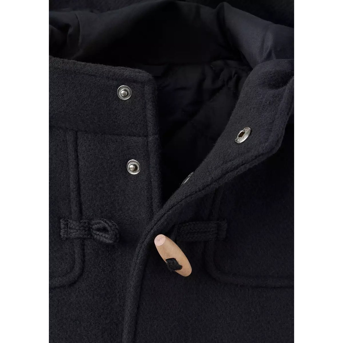 Manteau laine mélangée capuche bleu marine, MANGO KIDS