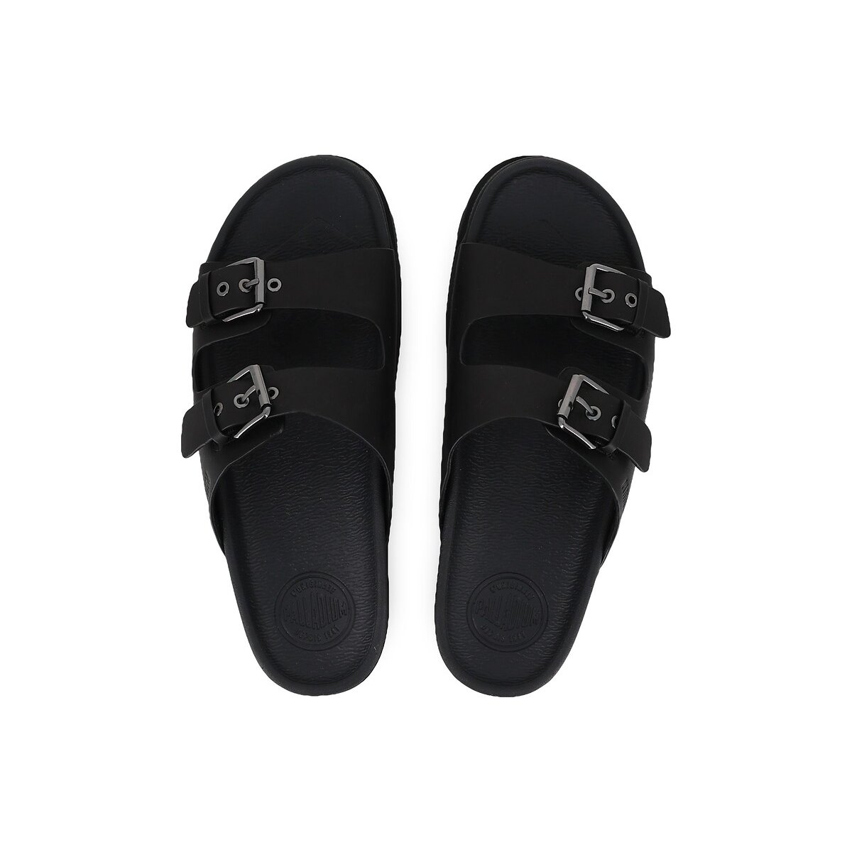 Mules doubles brides Dunelite Riviera cuir noir, PALLADIUM