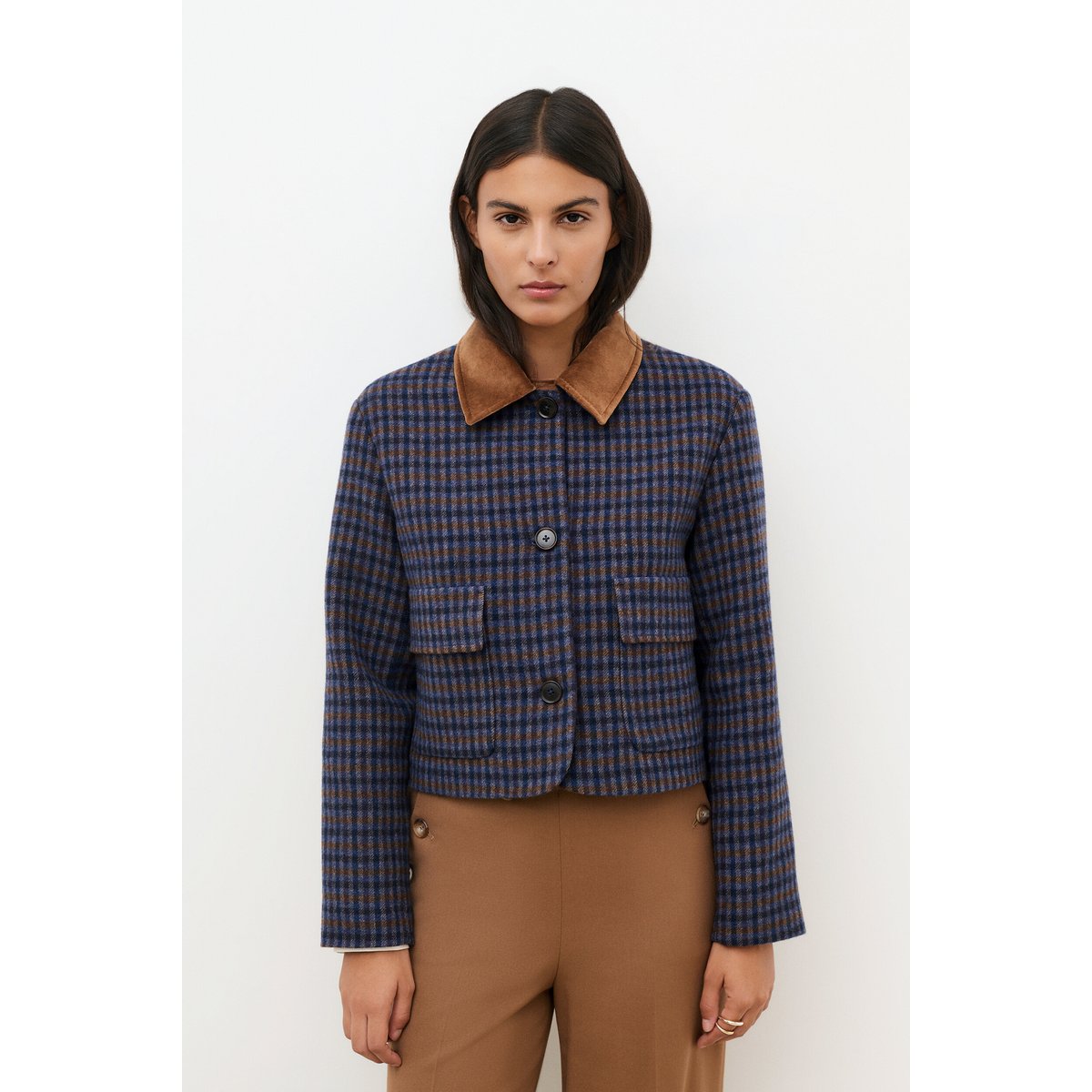 Manteau court structuré GTINA bleu marine, CAROLL