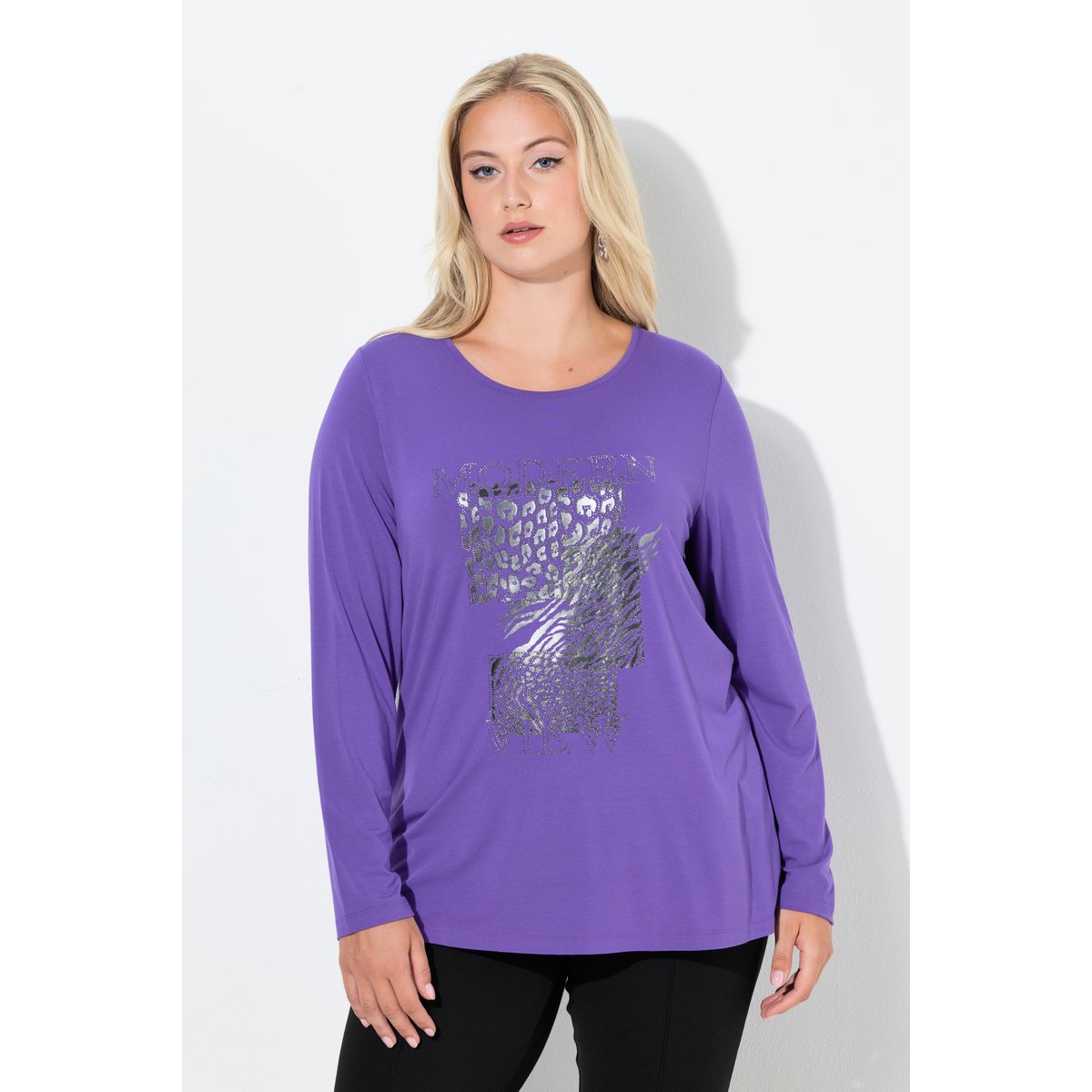 T-shirt avec strass fantaisie violet, ULLA POPKEN