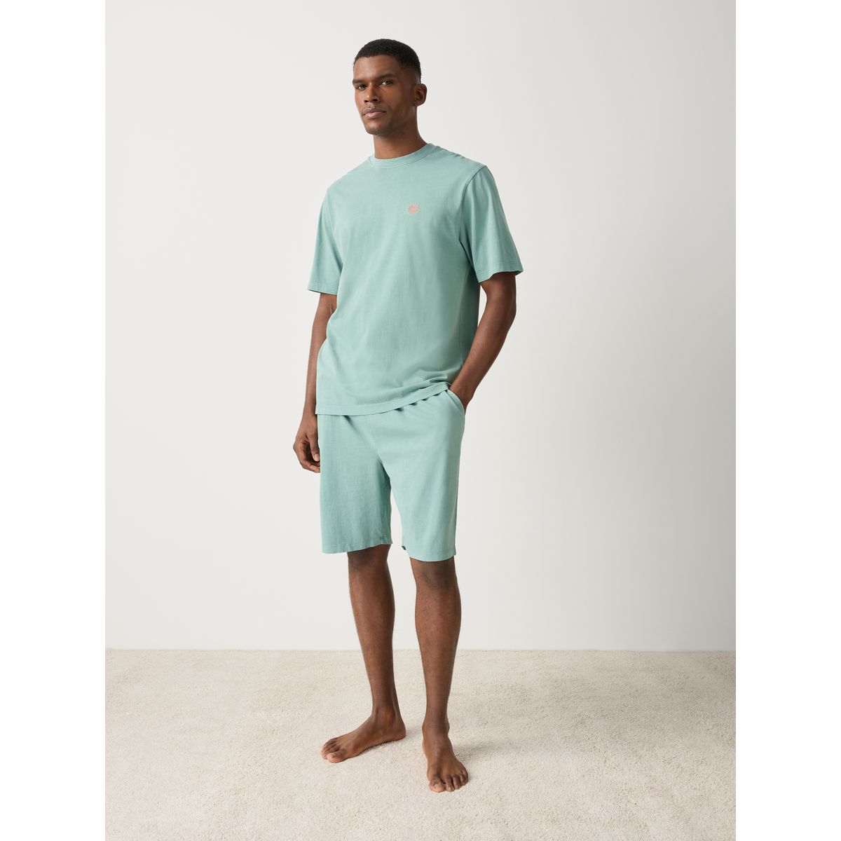 Pyjama en jersey délavé, lot de 2 vert/rose, NEXT
