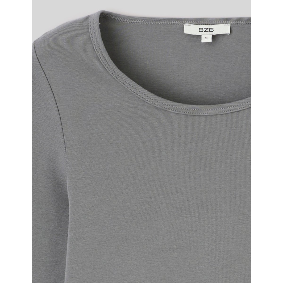 T-shirt manches longues côtelé gris, BZB