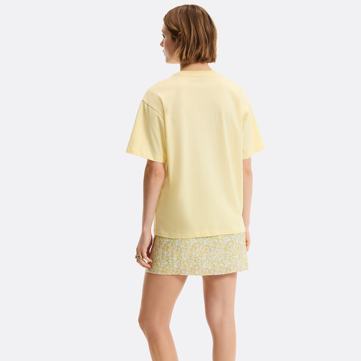 T-shirt à message, col rond, manches courtes jaune, LA REDOUTE COLLECTIONS