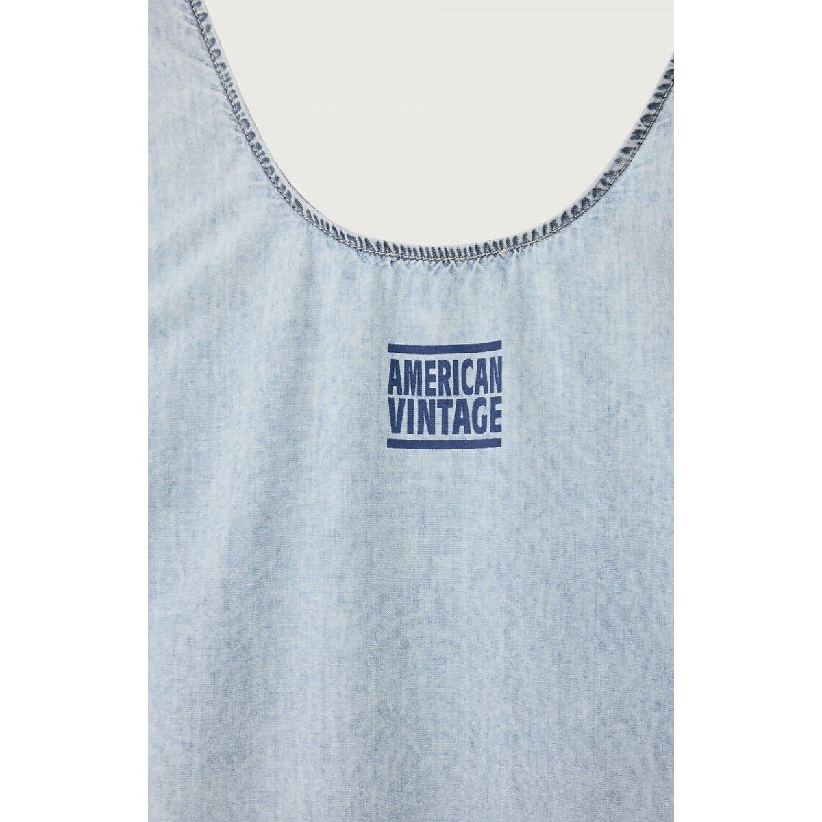 Kurzes, weites, ärmelloses Kleid, PAYBOU blue denim, AMERICAN VINTAGE