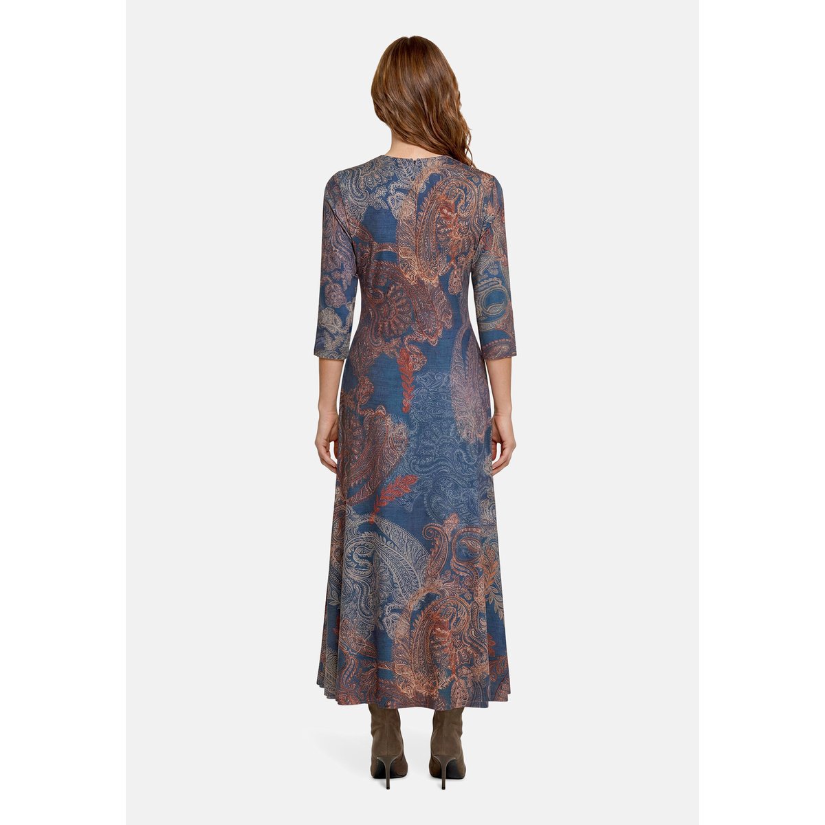 Robe longueur midi à fronce bleu/rouge, BETTY BARCLAY