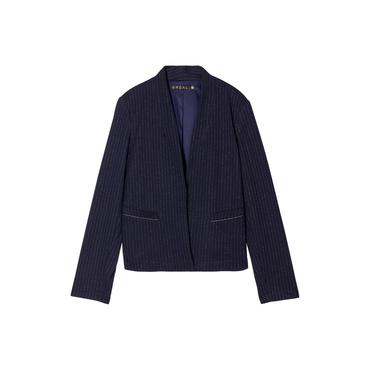 Veste ajustée col châle bleu marine, BREAL
