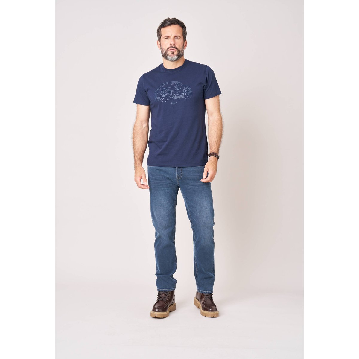T-shirt regular homme en 100% coton avec imprimé en relief DUSTBORN navy, DEELUXE