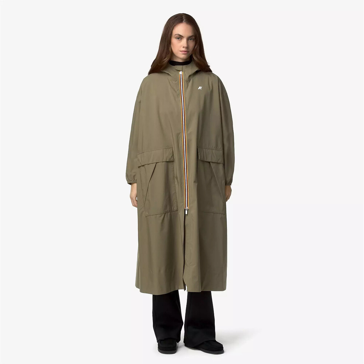 Parka longue à capuche, PERNILLA STRETCH DOT vert army, K-WAY