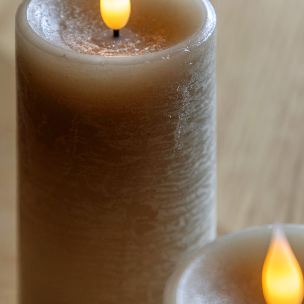 Set of 3 LED 1-Wick Candles in Greige grey, ÉDITÉ