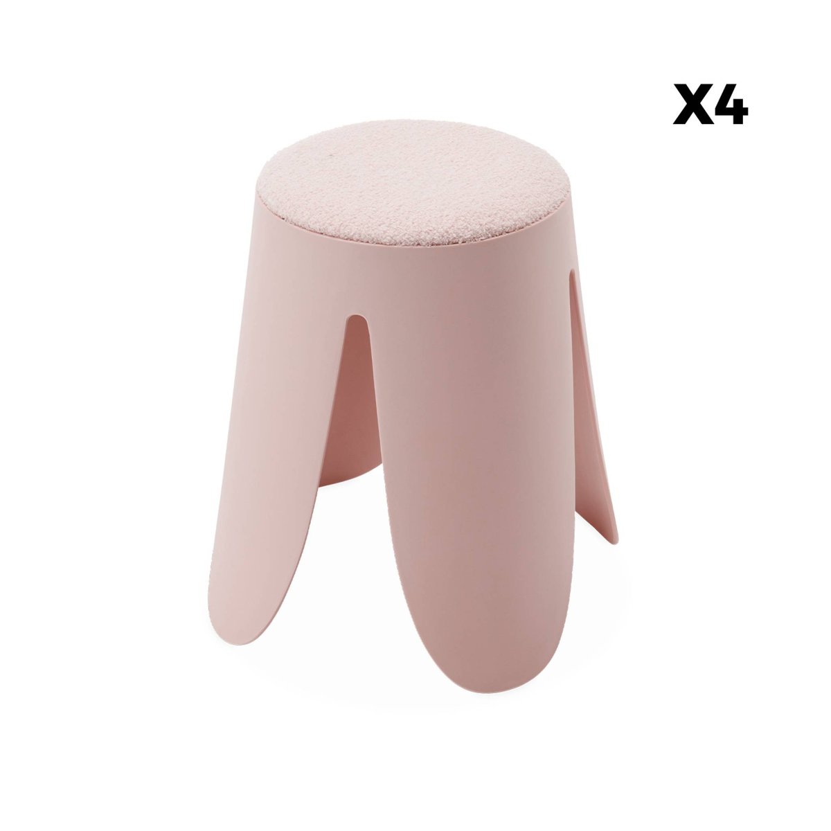 Tabouret empilable bouclette texturée (lot de 4) NIKI terracotta, SWEEEK