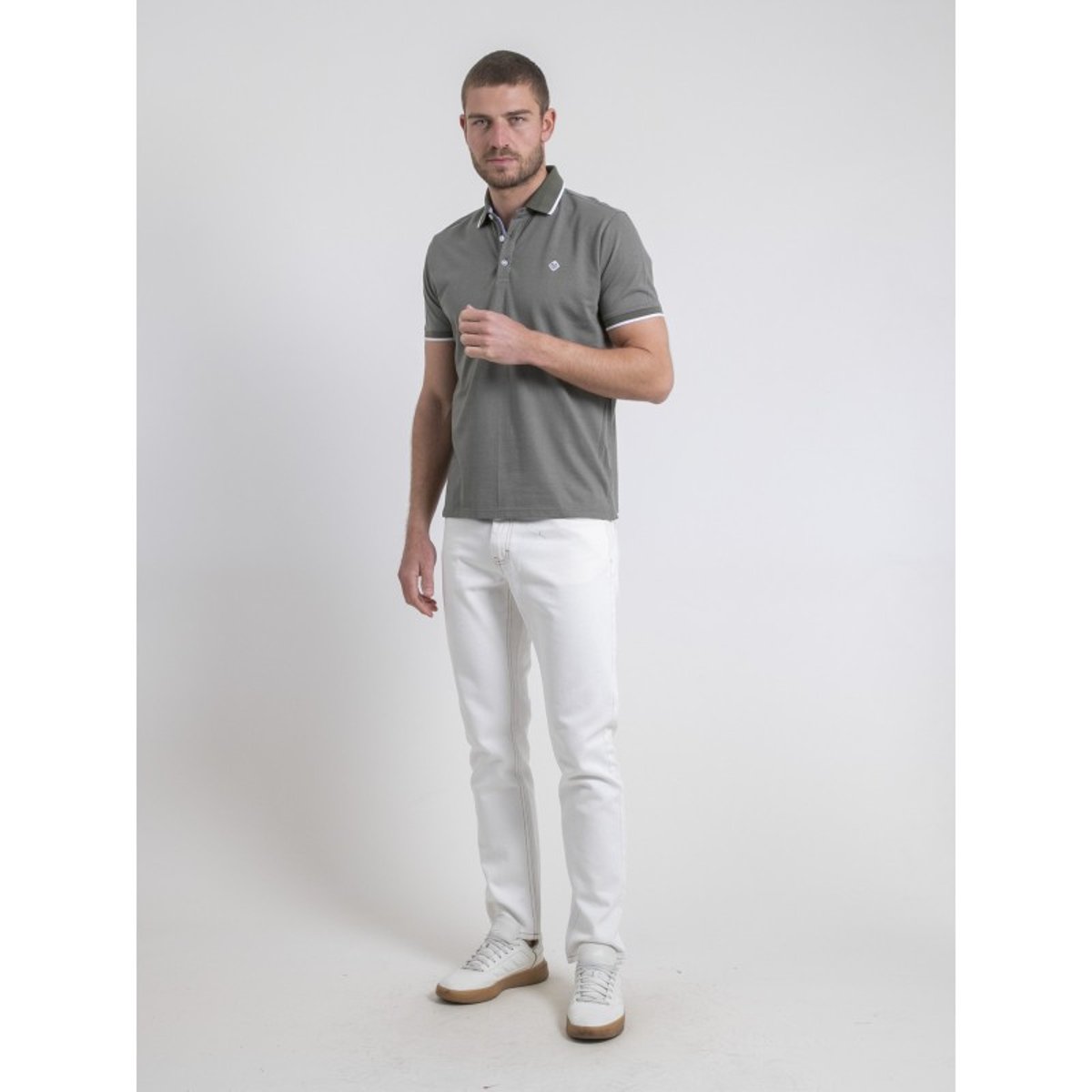 Polo Manches Courtes Pur Coton Pouleni kaki, RITCHIE
