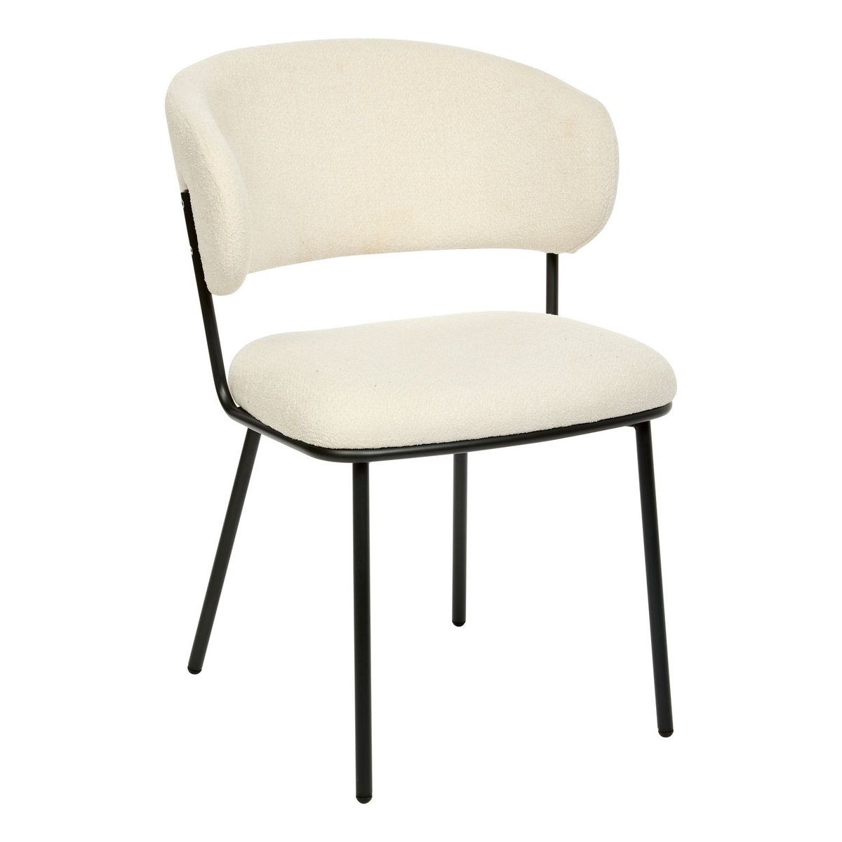 Lot de 2 chaises en tissu chenille et pieds métal ALBA blanc, TOILINUX