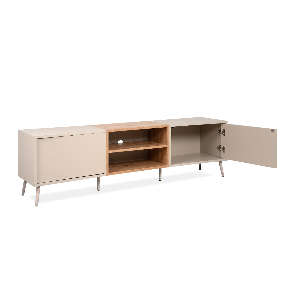 Meuble TV 2 niches, 2 portes MYR beige, CALICOSY