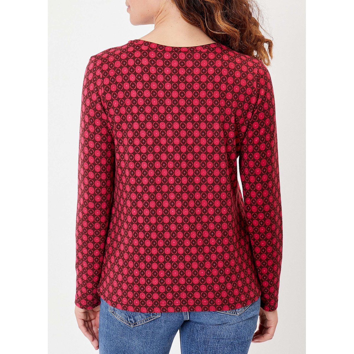 T-shirt col V imprimé ORVAR marron chocolat, LA FIANCÉE
