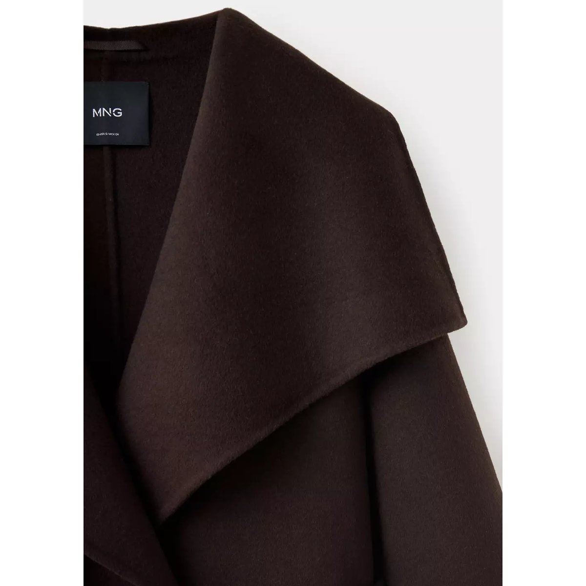 Manteau laine ceinture chocolat, MANGO