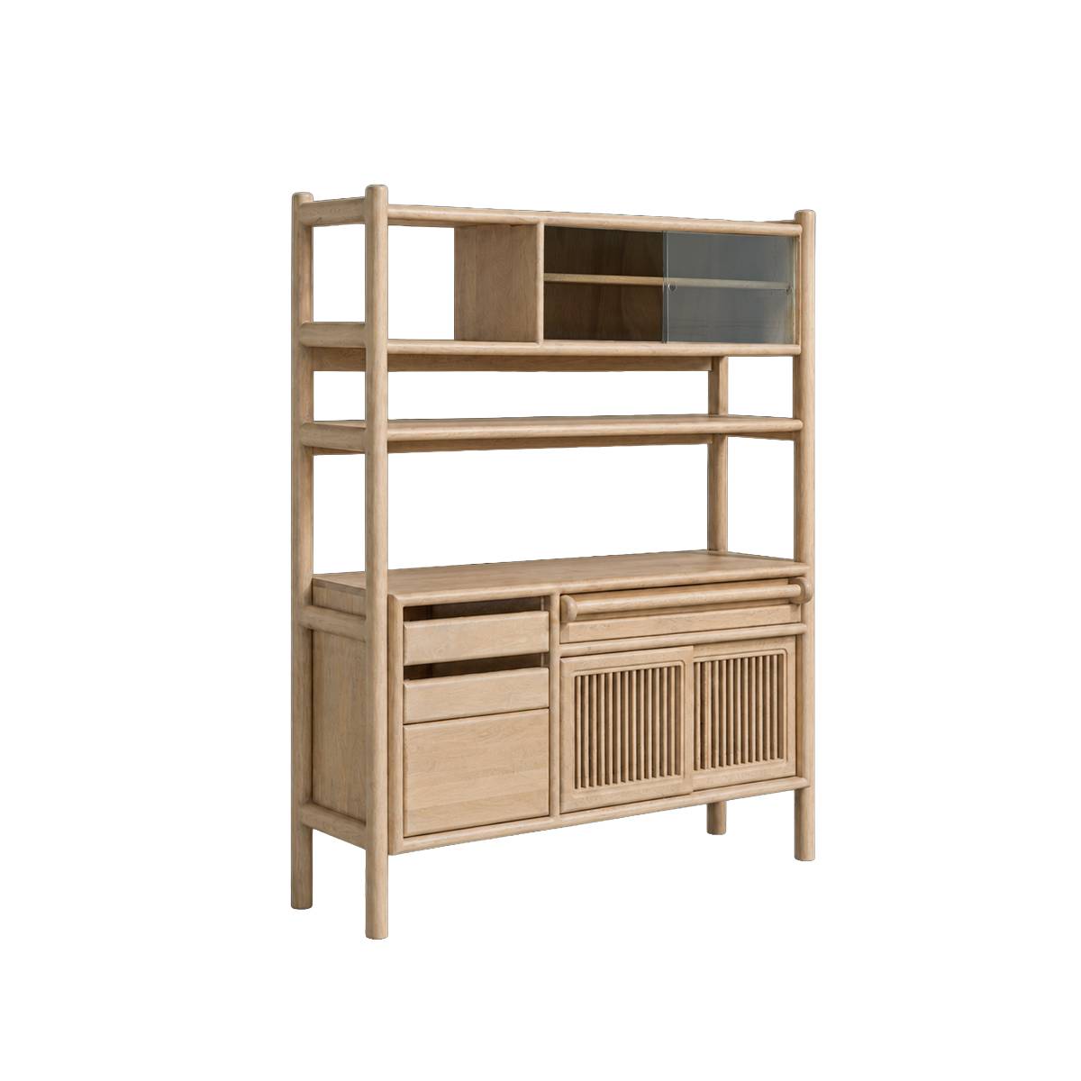 Vaisselier en bois de manguier JUSTINE bois clair, MADE IN MEUBLES