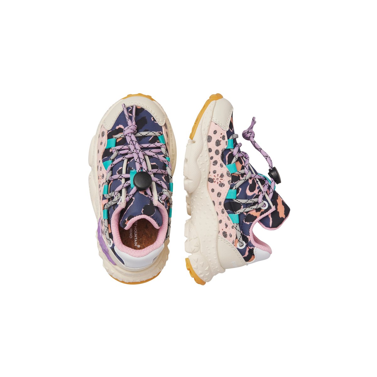 Sneakers en simili cuir et tissu technique RAIKIRI JUNIOR. beige-rose, NATURINO