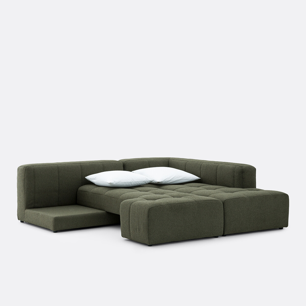 Canapé d'angle droit, convertible, en bouclette fine, FANO vert, LA REDOUTE INTERIEURS