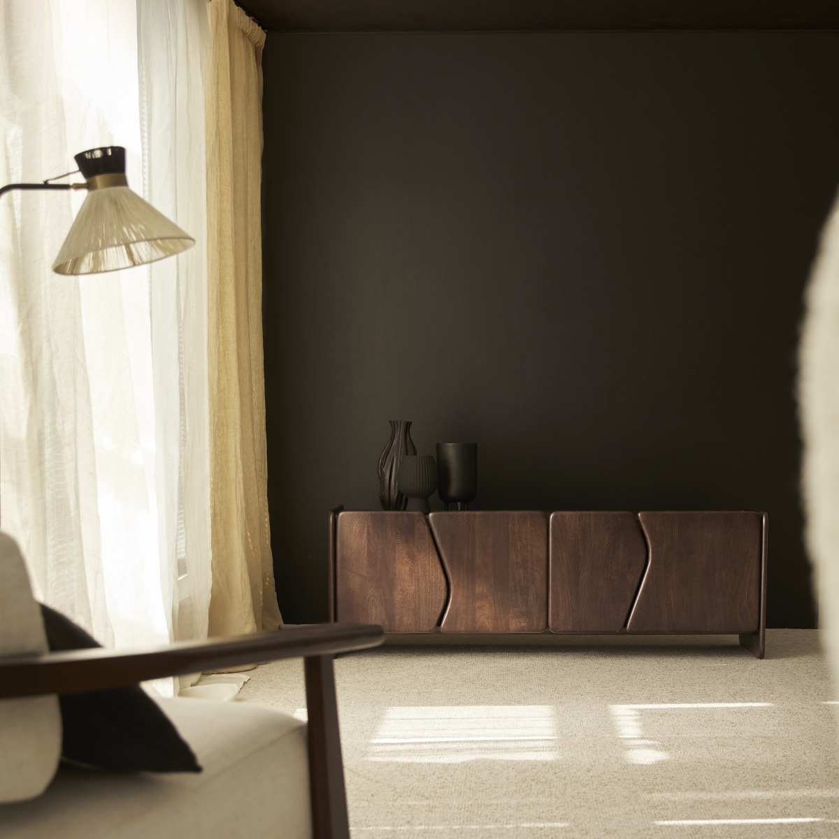 Meuble Hi-FI, TV en Manguier massif, NOÉ marron foncé, TIKAMOON