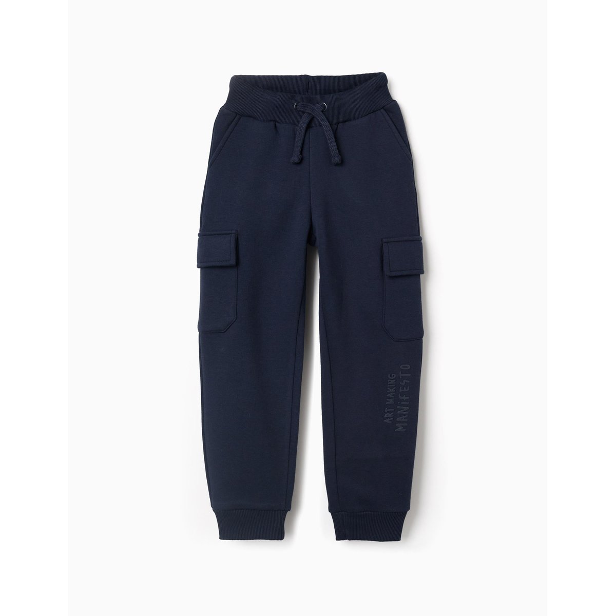 Pantalon de jogging en coton peigné avec poches cargo et imprimé bleu foncé, ZIPPY