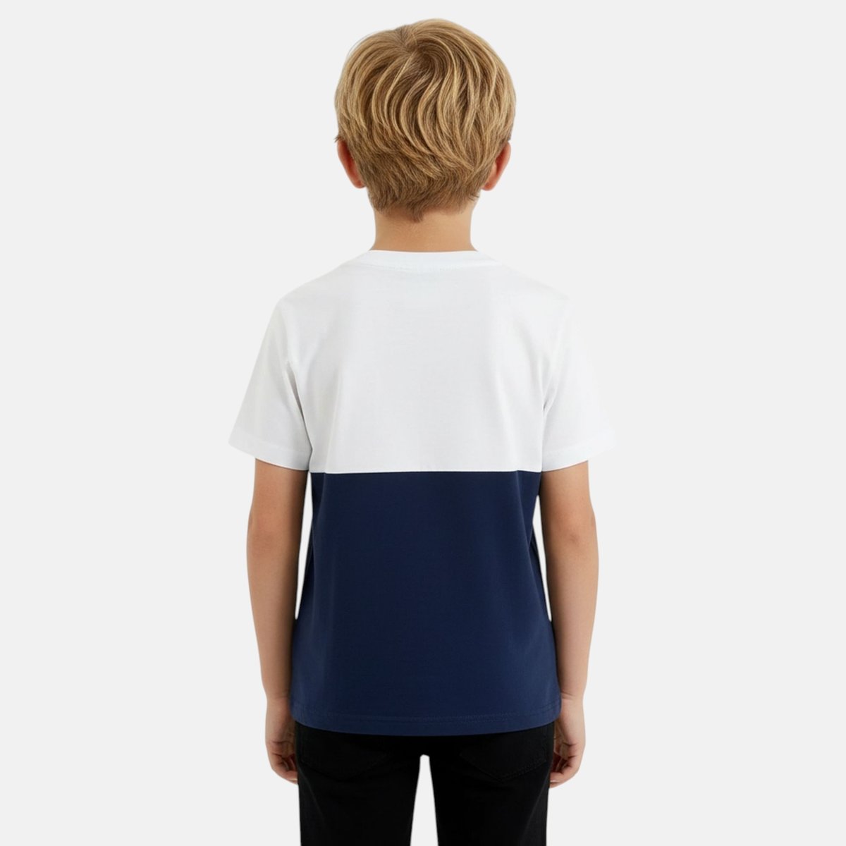 T-shirt manches courtes imprimé, col rond BLOCK PARTY bleu marine, ELLESSE