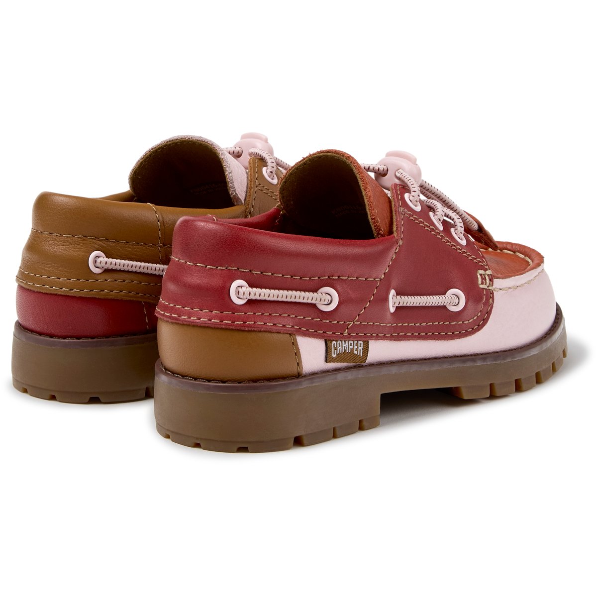 Derbies Compas Twins Smooth Leather rose rouge 008, CAMPER