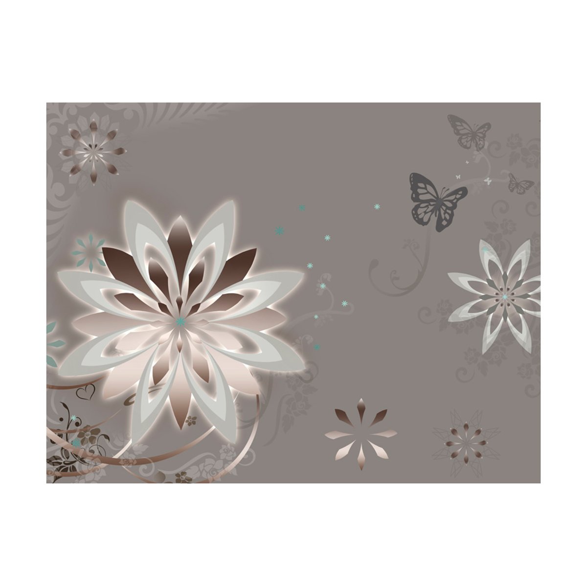 Papier peint intissé panoramique Fleurs Nature's constancy gris / argent, EDEN