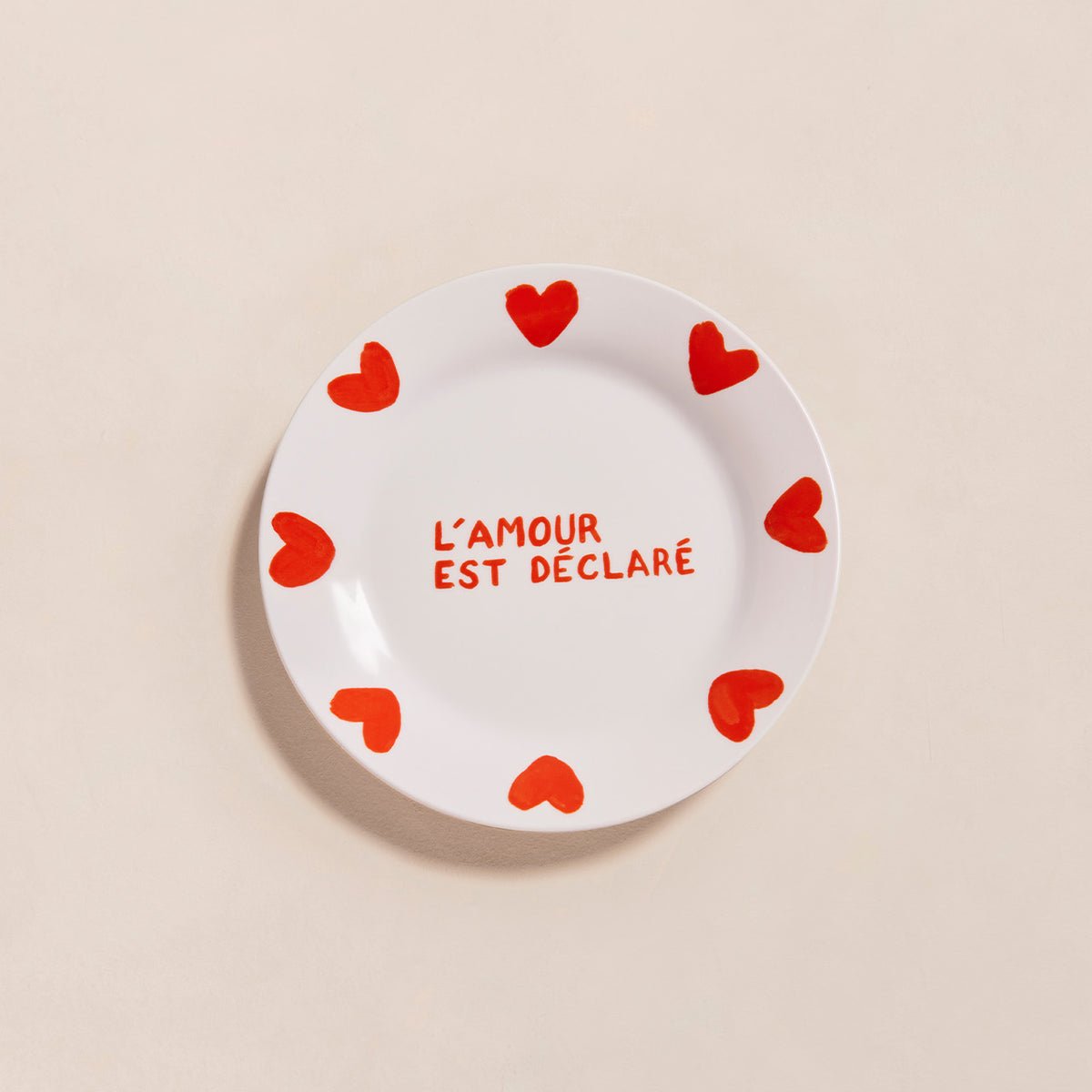 Assiette à dessert L'amour est déclaré, ICONIQUES blanc - blanc, EMOI EMOI