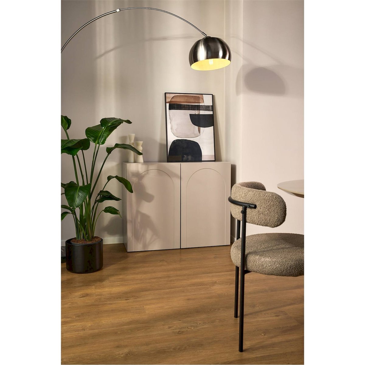 Buffet bas 2 portes rainurées collection ARKADIA cachemire mat et blanc, RECOLLECTION