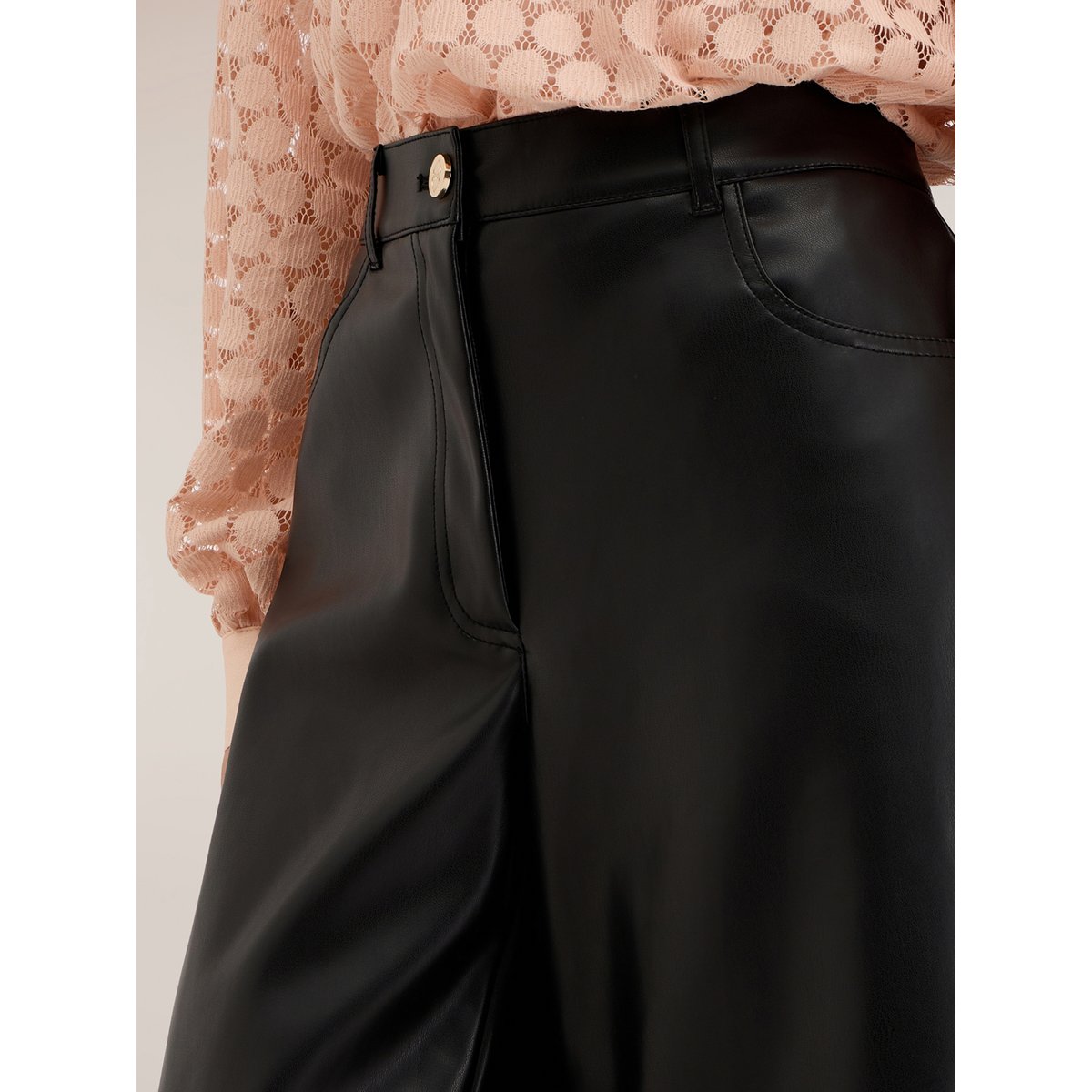 Pantalon palazzo effet brillant noir, MOTIVI