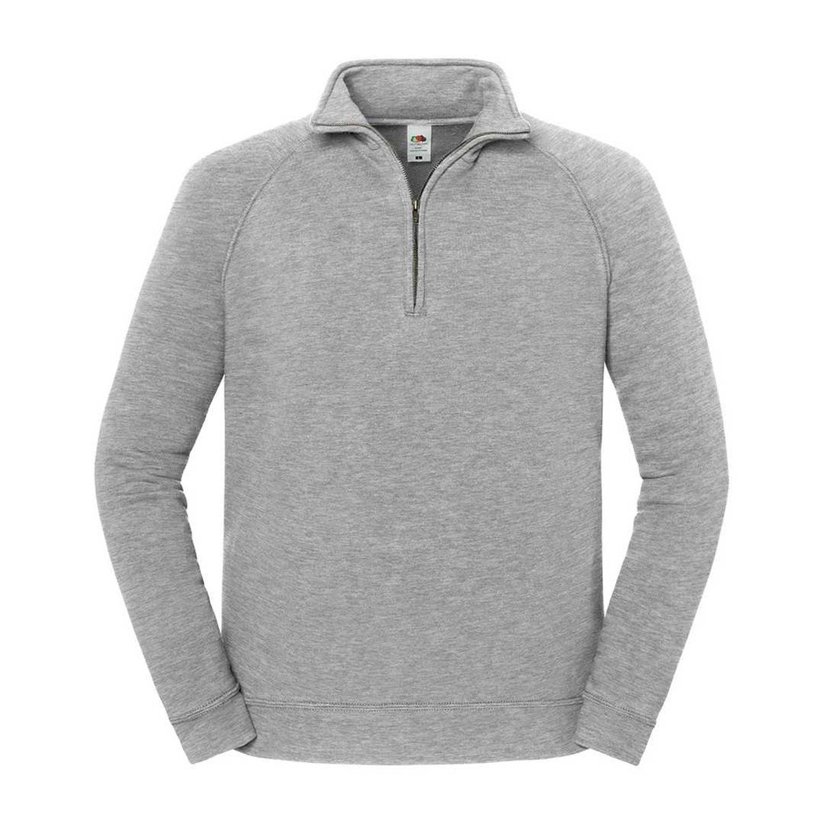 Sweat uni à col montant zippé ICONIC PREMIUM gris clair chiné, FRUIT OF THE LOOM