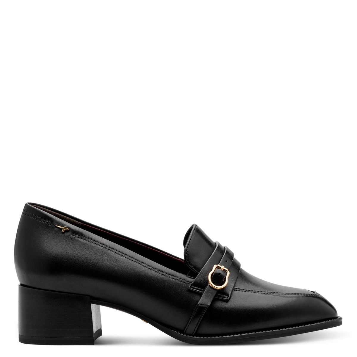 Trotteur talon bloc noir cuir, TAMARIS