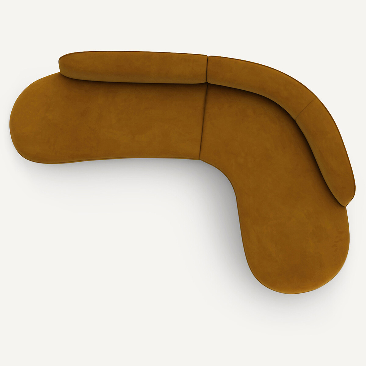 Fluwelen hoekbank, Rosebury, ontwerp Emmanuel Gallina mosterd, AM.PM X EMMANUEL GALLINA