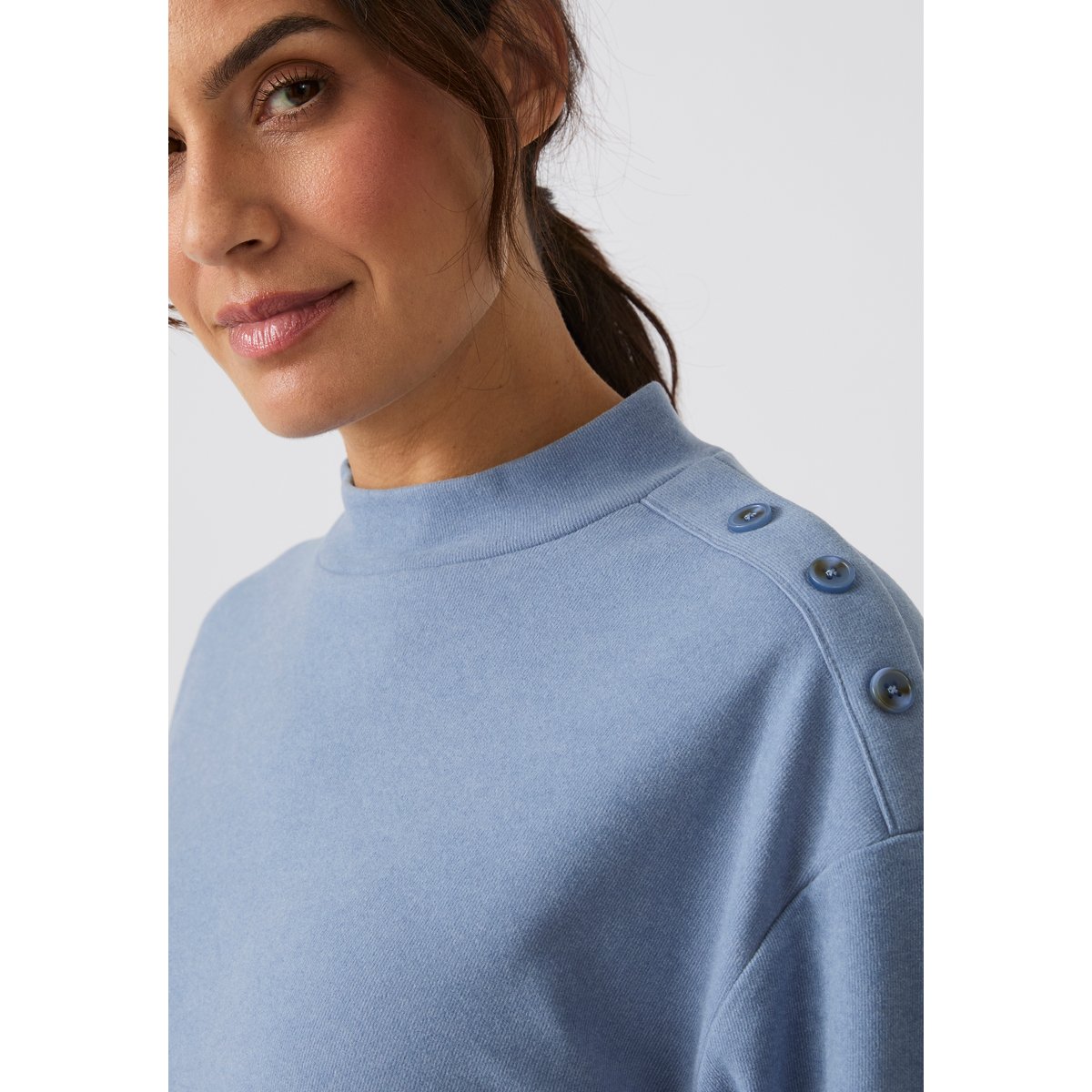 T-shirt col montant Thermolactyl maille chaude bleu, DAMART