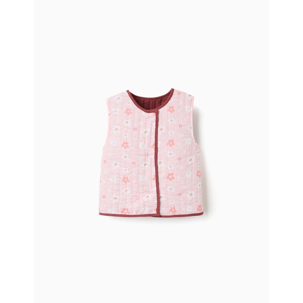 Gilet réversible matelassé à motif floral marrón, ZIPPY